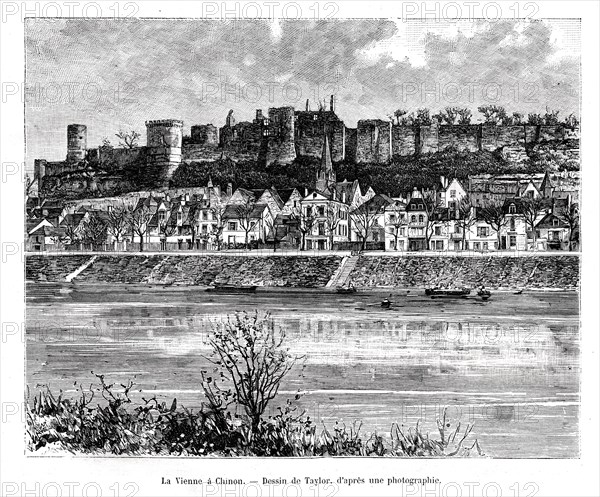 Chinon and the Vienne river, France, 19th century. Artist: Taylor
