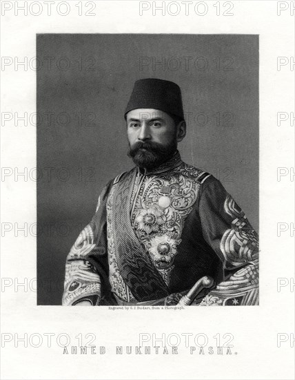 Ahmed Mukhtar Pasha, French and Ottoman Empire army officer, 19th century.Artist: George J Stodart