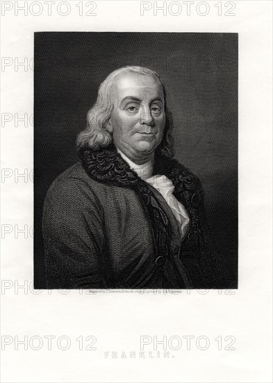 Benjamin Franklin, political figure and statesmen of the United States, 19th century. Artist: J Thomson