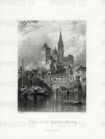 St Omer and the cathedral, Strasbourg, France, 19th century. Artist: W Richardson