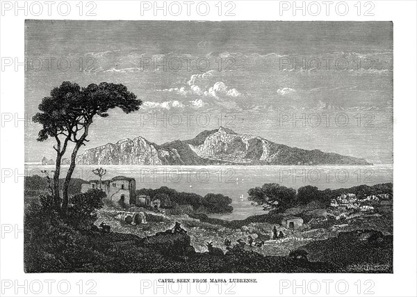 Capri seen from Massa Lubrense, Italy, 1879. Artist: Unknown