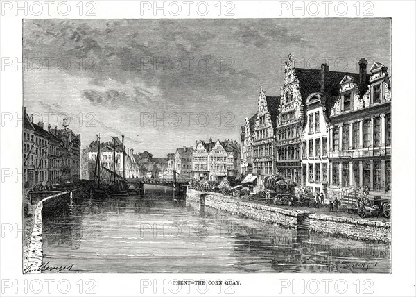 The Corn Quay, Ghent, Flanders, Belgium, 1879. Artist: Charles Barbant