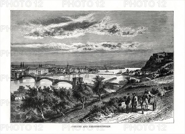 Koblenz and Festung Ehrenbreitstein, Germany, 1879. Artist: Unknown