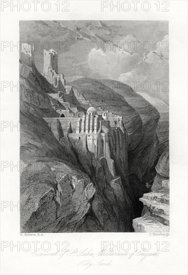 'The Convent of St Saba, Wilderness of Engadi, Holy Land', 19th century.Artist: J Horsburgh