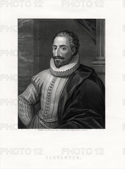 Miguel de Cervantes, Spanish novelist, poet and playwright, 19th century. Artist: E Mackenzie