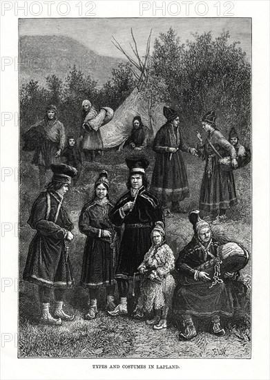 'Types and costumes in Lapland', 1879. Artist: Elix