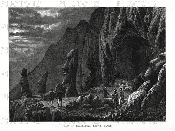 'Plain of Ronororaka, Easter Island', 1877. Artist: Unknown