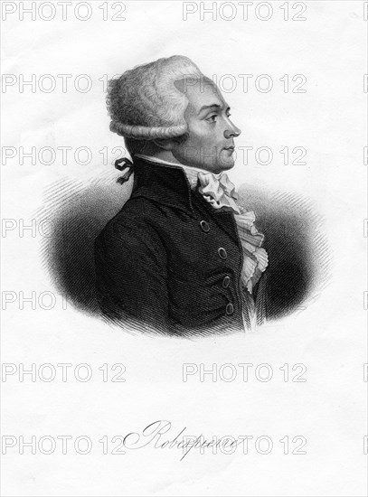 Maximilien Robespierre, one of the leaders of the French Revolution, 1845. Artist: Freeman