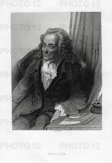 Voltaire, French Enlightenment writer, essayist, deist and philosopher, 1884. Artist: Bosselman