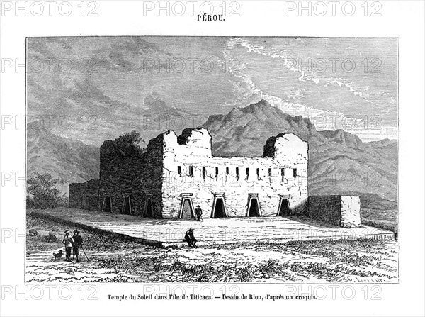 The Temple of the Sun on the island of Titicaca, Peru, 19th century. Artist: Edouard Riou