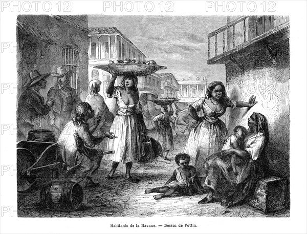 Inhabitants of Havana, Cuba, 19th century. Artist: Pottin