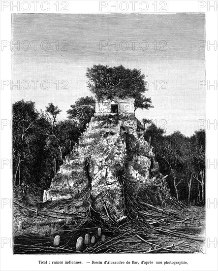 Mayan ruins, Tikal, Guatemala, 19th century. Artist: Alexandre de Bar