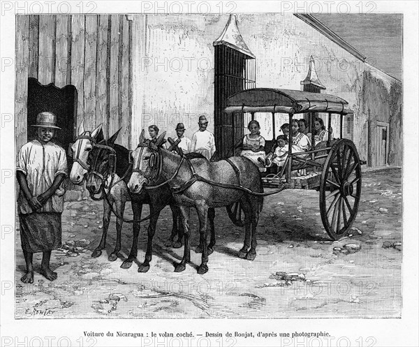 Stagecoach, Nicaragua, 19th century. Artist: E Ronjat