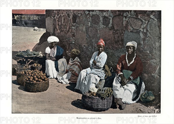 Fruit sellers, Rio de Janeiro, Brazil, 19th century. Artist: Gillot