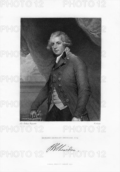 Richard Brinsley Sheridan, Irish playwright and Whig statesman, c1788, (1830).Artist: R Hicks