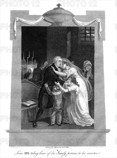 'Louis XVI taking leave of his family previous to his execution', 1793, (1814).Artist: J Brown