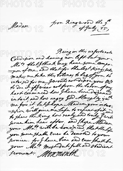 A letter written by James Crofts, 1st Duke of Monmouth, begging for his life, July 1685. Creators: Unknown, James Scott, 1st Duke of Monmouth.