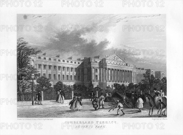 Cumberland Terrace, Regent's Park, London, 19th century.Artist: J Woods
