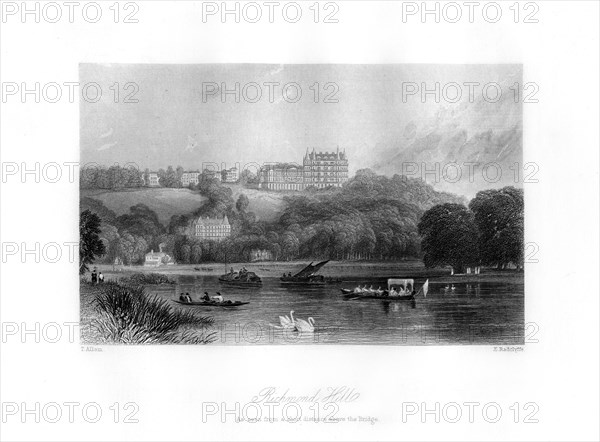 Richmond Hill, Richmond, 19th century.Artist: Edward Radclyffe