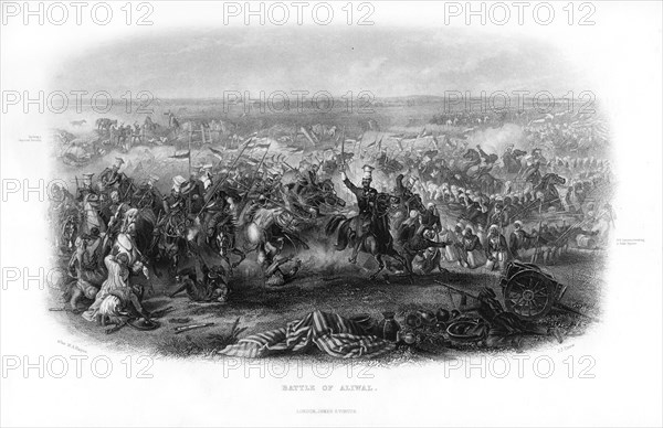 The Battle of Aliwal, 19th century.Artist: JJ Crew