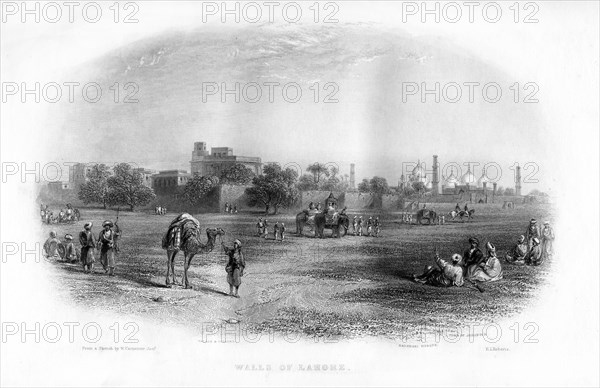 'Walls of Lahore', 19th century.Artist: EL Roberts