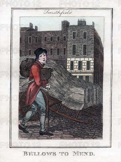 'Bellows to Mend', Smithfield, London, 1805. Artist: Unknown