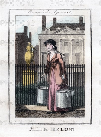 'Milk Below!', Cavendish Square, London, 1805. Artist: Unknown