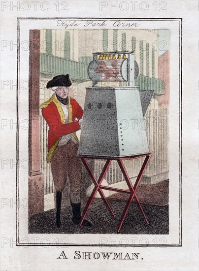 'A Showman', Hyde Park Corner, London, 1805. Artist: Unknown