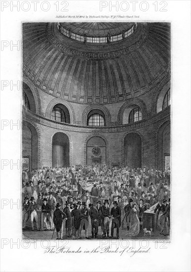 The Rotunda in the Bank of England, London, 1804.Artist: Edwards