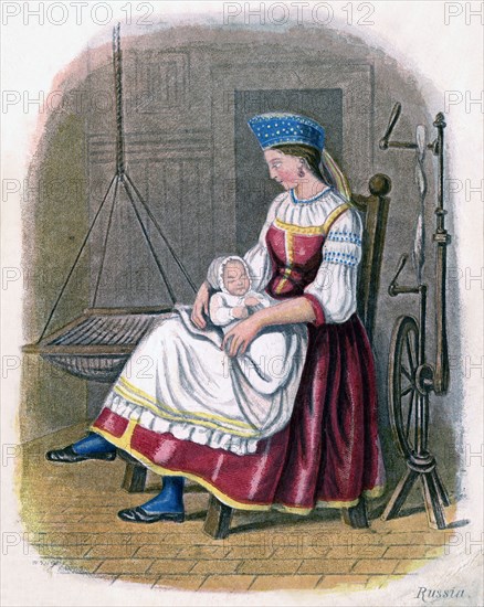 'Russian Woman with Baby', 1809.Artist: W Dickes