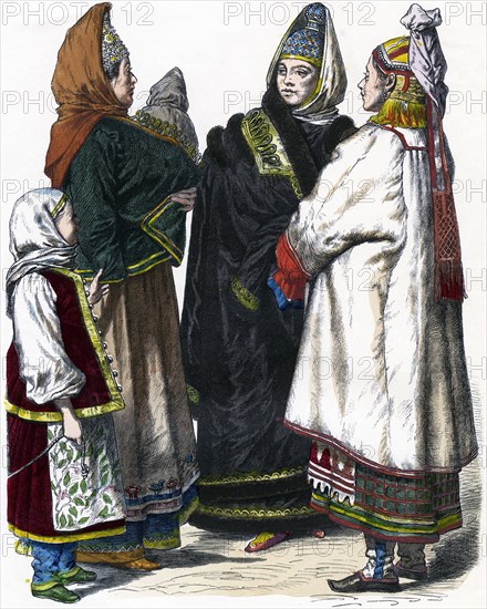 'Traditional Russian Costume', c1850. Artist: Unknown