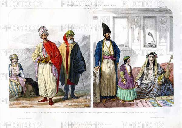 'Caucasian Race, Kurds and Persians', 1873.Artist: A Portier
