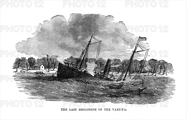 'The Last Broadside of the Varuna', 1862, (1872). Artist: Unknown