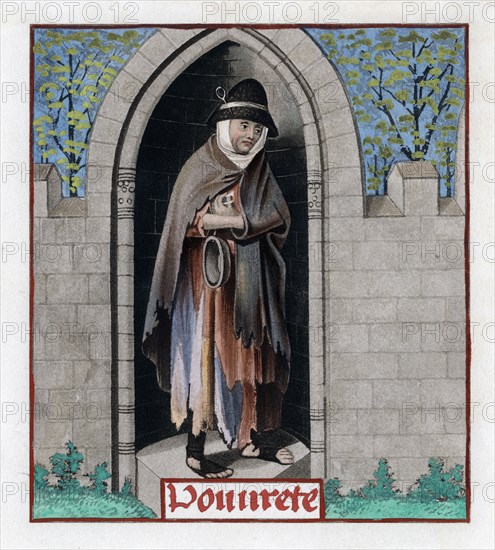 Poverty, c1480, (1843).Artist: Henry Shaw