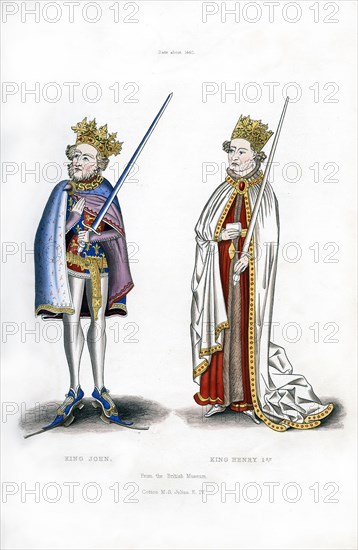 King John and King Henry I, c1440, (1843).Artist: Henry Shaw