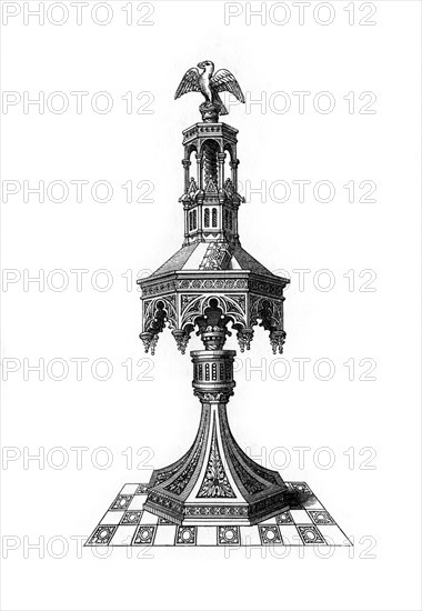 Lectern, c15th century?, (1843).Artist: Henry Shaw