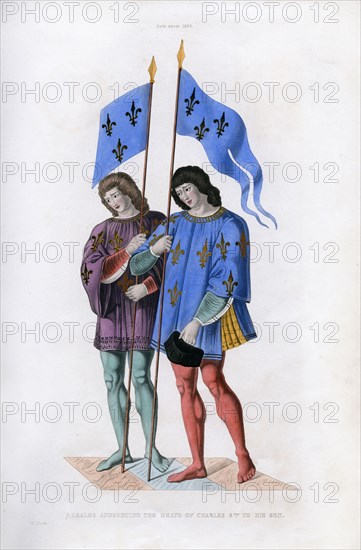 Heralds announcing the death of Charles VI to his son, c1500, (1843).Artist: Henry Shaw