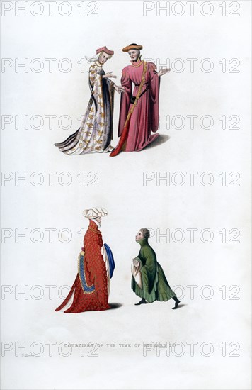 Court dress, 14th century, (1843).Artist: Henry Shaw