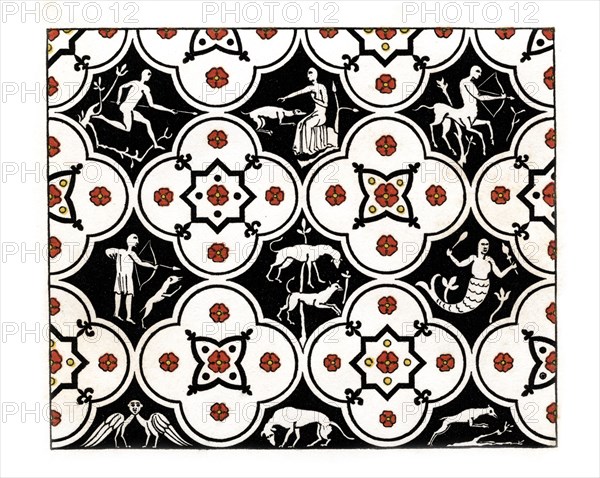 Pavement, 12th century, (1843).Artist: Henry Shaw