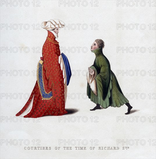 Court dress, 14th century, (1843).Artist: Henry Shaw