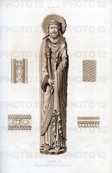 King Clovis I, c1100, (1843).Artist: Henry Shaw