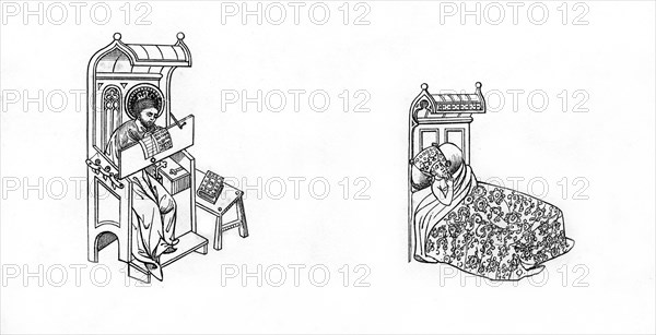 St Jude and King Ahaziah, second half of the 14th century, (1843).Artist: Henry Shaw