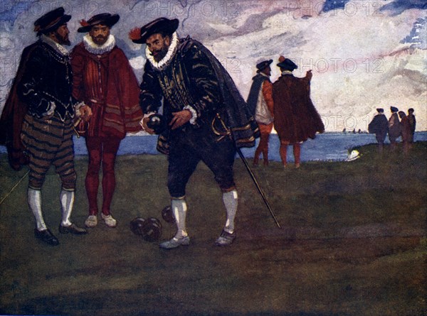 'There is time to finish the game and beat the Spaniards too, said Drake', 1588, (1905). Artist: A S Forrest