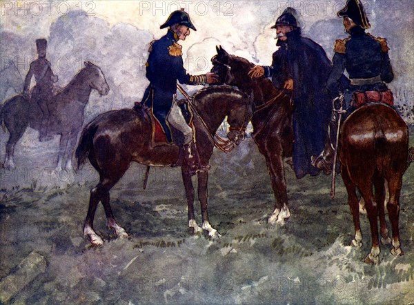 'Not till after the battle did Blucher and Wellington meet', 1815, (1905). Artist: A S Forrest