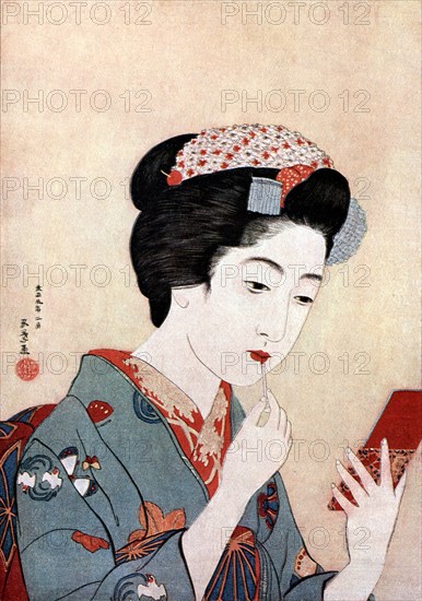 'A Woman with a Beni Brush', c1900-1921.Artist: Hashiguchi Goyo