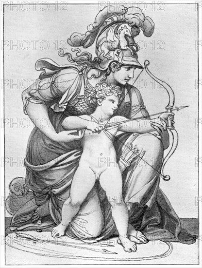 Minerva Directing the Arrow of Cupid', late 18th-early 19th century (1912).Artist: Richard Cosway