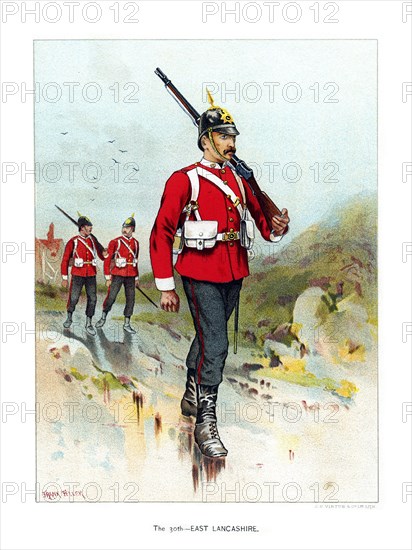 'The 30th East Lancashire', c1890.Artist: Geoffrey Douglas Giles