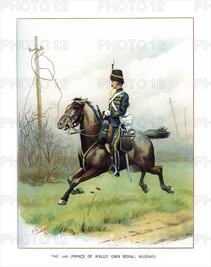 'The 10th (Prince of Wales' Own Royal) Hussars', c1890.Artist: Geoffrey Douglas Giles