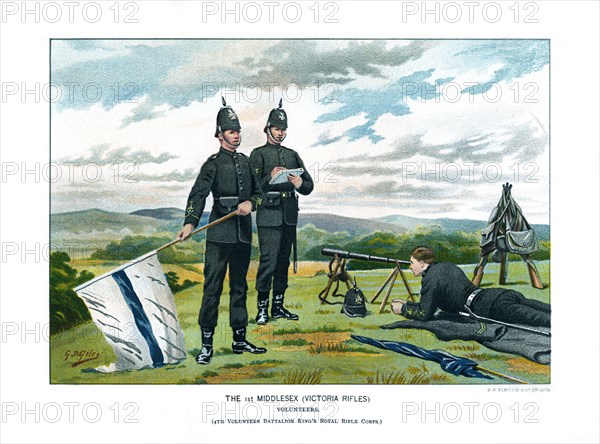'The 1st Middlesex (Victoria Rifles)', c1890.Artist: Geoffrey Douglas Giles
