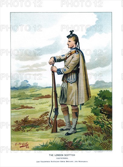 'The London Scottish', c1890.Artist: Geoffrey Douglas Giles